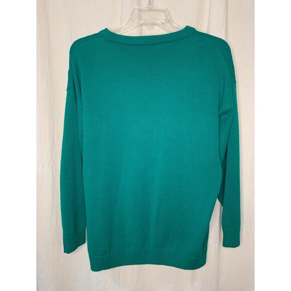 1980s Emerald Isle Ireland Kelly Green St. Patty Nordic Irish Rainbow Sweater S - Picture 4 of 4